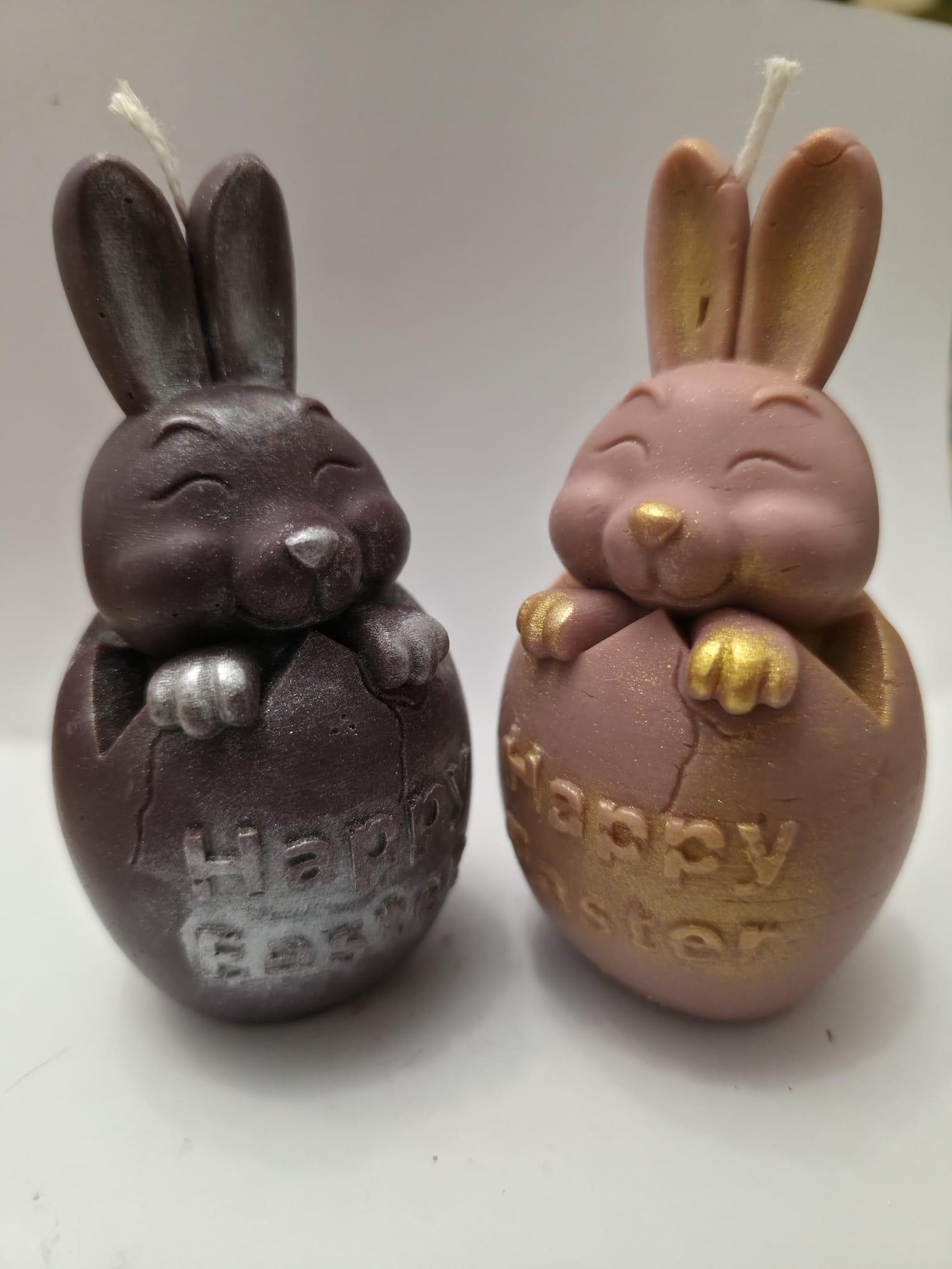 Lumânare Artizanală „Happy Easter” – Iepurașul Vesel IoBo Candles